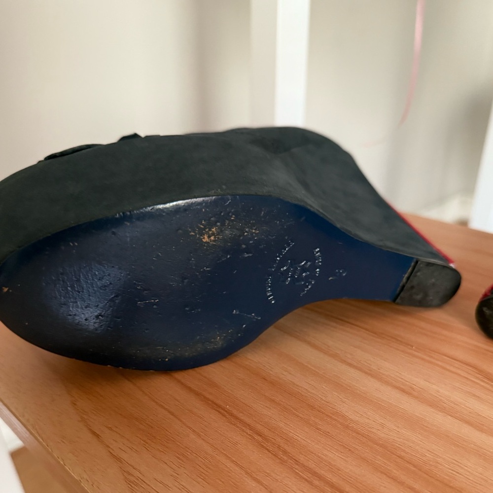 Black Fleece Thom Browne x Brooks Brothers Mod Blue Suede Leather Wedge Loafers - Picture 7 of 14